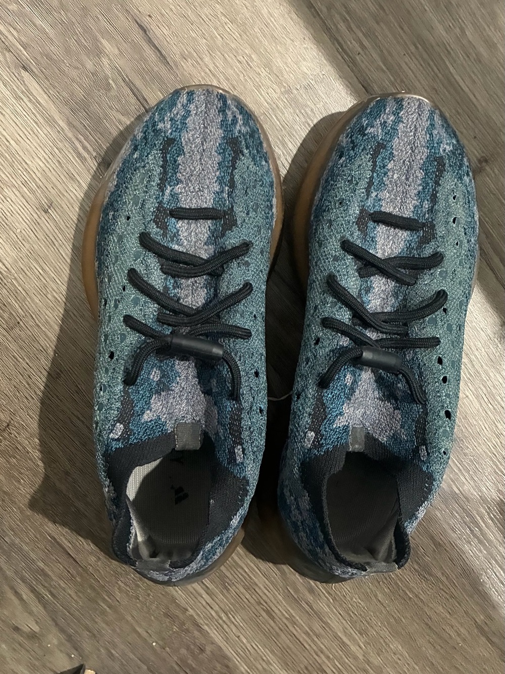 Yeezy Boost Sneakers in Blue Teal Knit